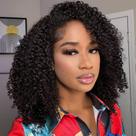 Peruca QUANDIAN Kinky Curly 3 em 1 Meia Peruca de cabelo humano 200% de densidade