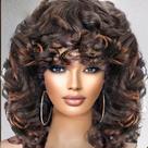 Peruca Retoleca Afro Curly Short Ombre Brown para mulheres negras Peruca Retoleca Afro Curly Short Ombre Brown para mulheres negras