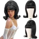 Peruca retro vintage, cosplay, estilo anos 50, 60 e 70, com franja