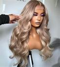 Peruca Rina Milk Tea Ash Blonde 22" 200% Densidade de Cabelo Humano