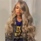 Peruca Rina Milk Tea Ash Blonde 24" 200% Densidade de Cabelo Humano