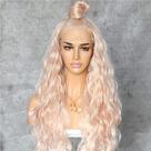 Peruca SAPPHIREWIGS longa encaracolada rosa dourada loira sintética