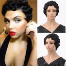 Peruca Sheila Beauty Short Pink Finger Wave Pixie Cut Curly