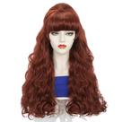 Peruca sintética castanha ruiva ondulada 70 cm com franja completa 70 anos 80 Peruca sintética castanha ruiva ondulada 70 cm com franja completa 70 anos 80