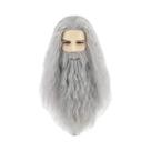 Peruca Sintética Cinza Com Barba E Tiara De 26 Polegadas Para Cosplay De Feiticeiro Selvagem Em