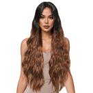 Peruca sintética de cabelo ombre de 70 cm de comprimento encaracolado para mulheres