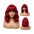 Peruca Sintética De Cobre Vermelho Com Franja, Resistente Ao Calor, Ondas Médias Naturais, Peruca