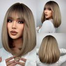 Peruca sintética EMMOR Blonde Bob na altura dos ombros para mulheres Peruca sintética EMMOR Blonde Bob na altura dos ombros para mulheres