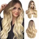 Peruca sintética EMMOR Long Curly Blonde de 26 polegadas para mulheres