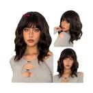 Peruca Sintética Encaracolada Cinza Roxo Ombre Curto Bob Com Franja Afro Onda Natural Resistente Ao
