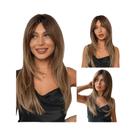 Peruca Sintética Loira De Comprimento Médio Com Franja Para Mulheres, Resistente Ao Calor, Cosplay