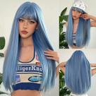 Peruca Sintética Longa E Reta Com Destaque Cinza Azul Para Mulheres Cabelo Cosplay Natural Peruca Sintética Longa E Reta Com Destaque Cinza Azul Para Mulheres Cabelo Cosplay Natural