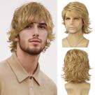 Peruca sintética ondulada curta, loira, masculina Tereshar Peruca sintética ondulada curta, loira, masculina Tereshar
