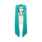 Peruca Sintética Verde Teal Com Rabo De Cavalo Duplo, Franja Longa E Lisa, Estilo Kawaii Miku, Para