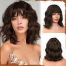 Peruca SOFEIYAN Short Wavy Bob com franja de 30 cm sintética para mulheres