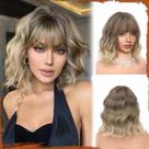 Peruca SOFEIYAN Short Wavy Bob com franja de 30 cm sintética para mulheres Peruca SOFEIYAN Short Wavy Bob com franja de 30 cm sintética para mulheres