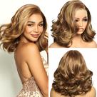 Peruca SOKU Bouncy Wavy 13x6, renda frontal, 30 cm, marrom, loira mista