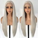 Peruca SOKU de cabelo sintético cinza claro de 32 polegadas para mulheres Peruca SOKU de cabelo sintético cinza claro de 32 polegadas para mulheres