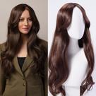 Peruca Stylophyx Brown, parte média, encaracolada, resistente ao calor, 70 cm, feminina
