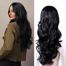 Peruca Stylophyx Long Black Curly Middle Part 69 cm para mulheres