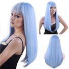 Peruca SUKRI azul clara longa reta com franja de 55 cm para mulheres Peruca SUKRI azul clara longa reta com franja de 55 cm para mulheres