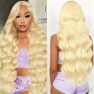 Peruca SUNKASA loira 32" lace front 13x6 de cabelo humano