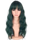 Peruca SYMEIW de cabelo verde ondulado com franja sintética para mulheres