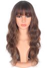 Peruca SYMEIW Ombre Brown Wavy 18 polegadas de cabelo sintético com franja
