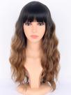 Peruca SYMEIW Ombre Brown Wavy com franja de 45 cm para mulheres