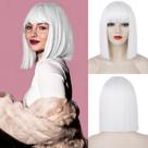 Peruca Tereshar White Short Straight Bob 30cm resistente ao calor