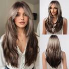 Peruca Testar Blonde Brown Sintética de 60 cm de comprimento para mulheres Peruca Testar Blonde Brown Sintética de 60 cm de comprimento para mulheres