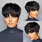 Peruca Tgezer Short Pixie Cut 100% cabelo humano para mulheres negras