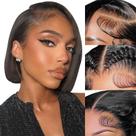 Peruca Thogriy Bob, 10 cm, cabelo humano, 180% de densidade, renda frontal