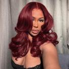 Peruca Tinashe Human Hair Loose Body Wave 16" Borgonha Vermelha 99J