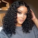 Peruca TOYERE Bob Human Hair 13x6, renda frontal, profunda, encaracolada, 16 polegadas