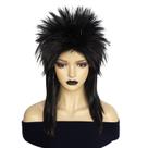 Peruca, traje de rock dos anos 80, cosplay, preta, Spiky Mullet 49 cm