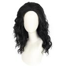 Peruca, traje de rock retrô, cosplay, 40 cm, preta, ondulada, 16 polegadas