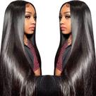 Peruca TTSMINS, reta, 66 cm, cabelo humano virgem brasileiro