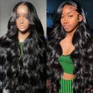 Peruca UANDM de 30 polegadas Body Wave HD com fecho de renda 180% de densidade