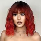 Peruca Ucubb Short Bob Wavy com franja na altura dos ombros para mulheres