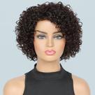 Peruca UDU, cabelo humano curto e encaracolado, marrom escuro para mulheres negras
