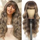 Peruca UNNYMGER Ombre Mixed Brown Longa Encaracolada Ondulada Sintética 66cm