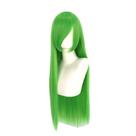 Peruca verde fluorescente longa reta 85 cm com franja Cosplay