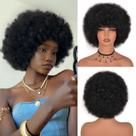 Peruca Vitorish Afro Kinky Curly 25 cm com franja sintética preta