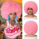 Peruca Wallden Hair Pink Afro Puff Curly de 10 polegadas para mulheres negras