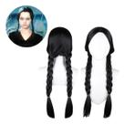 Peruca Wandinha Para Festa Anime Cosplay Cabelo Sintético Preto Tranças