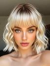 Peruca WAVE&BREEZE 14" Platinada Loira Ondulada Curly Bob
