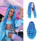 Peruca WECAN azul longa natural ondulada sintética resistente ao calor Peruca WECAN azul longa natural ondulada sintética resistente ao calor