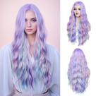Peruca WECAN Rainbow 70 cm de comprimento e cabelo sintético ondulado para mulheres