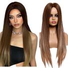 Peruca Wig 100% Orgânica Pode Pranchar Super Natural Lia Sem Franja Ombre Hair Peruca Wig 100% Orgânica Pode Pranchar Super Natural Lia Sem Franja Ombre Hair